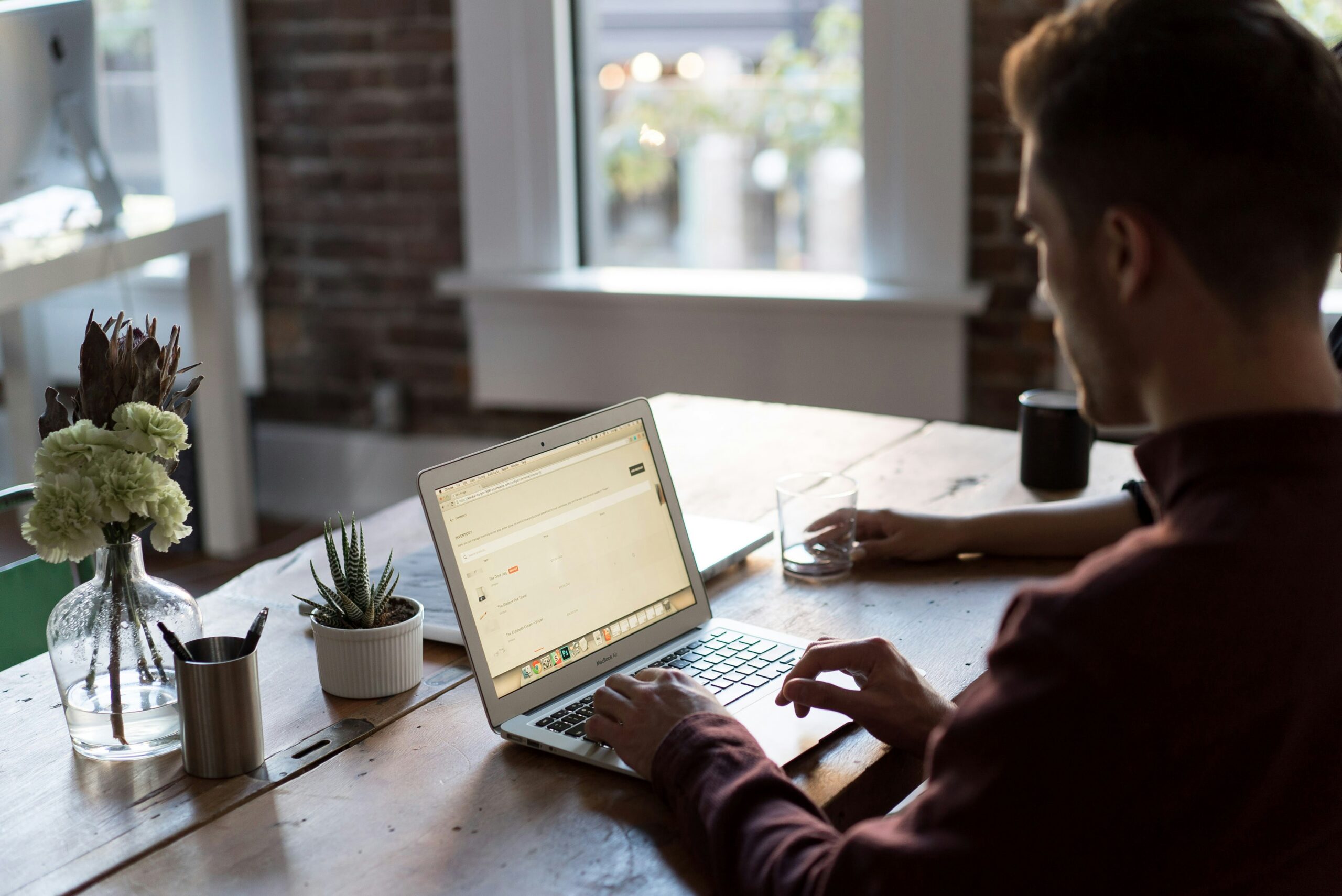 Man at his computer working on financial planning and budgeting.